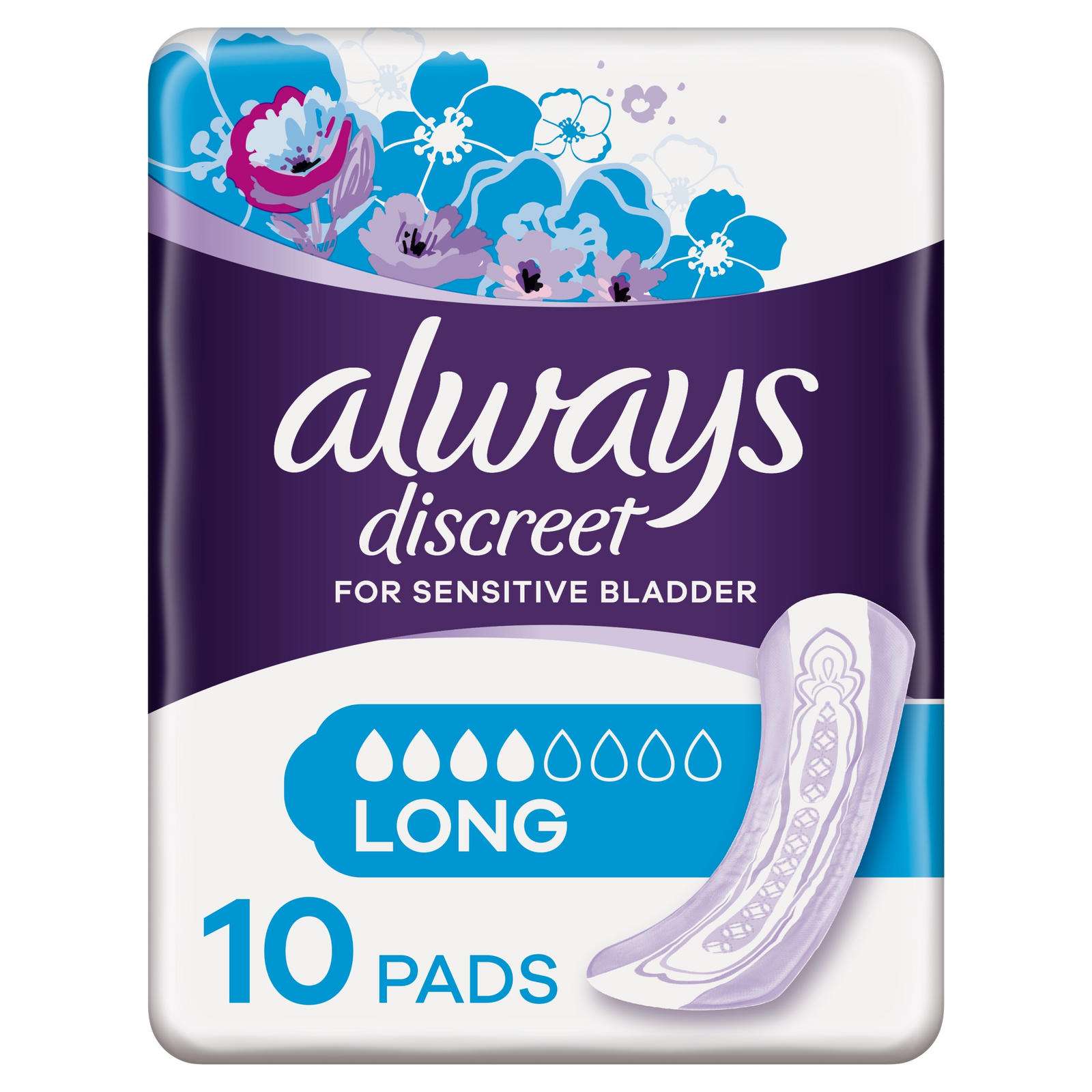 Always Discreet Incontinence Pads Plus Long For Sensitive ...