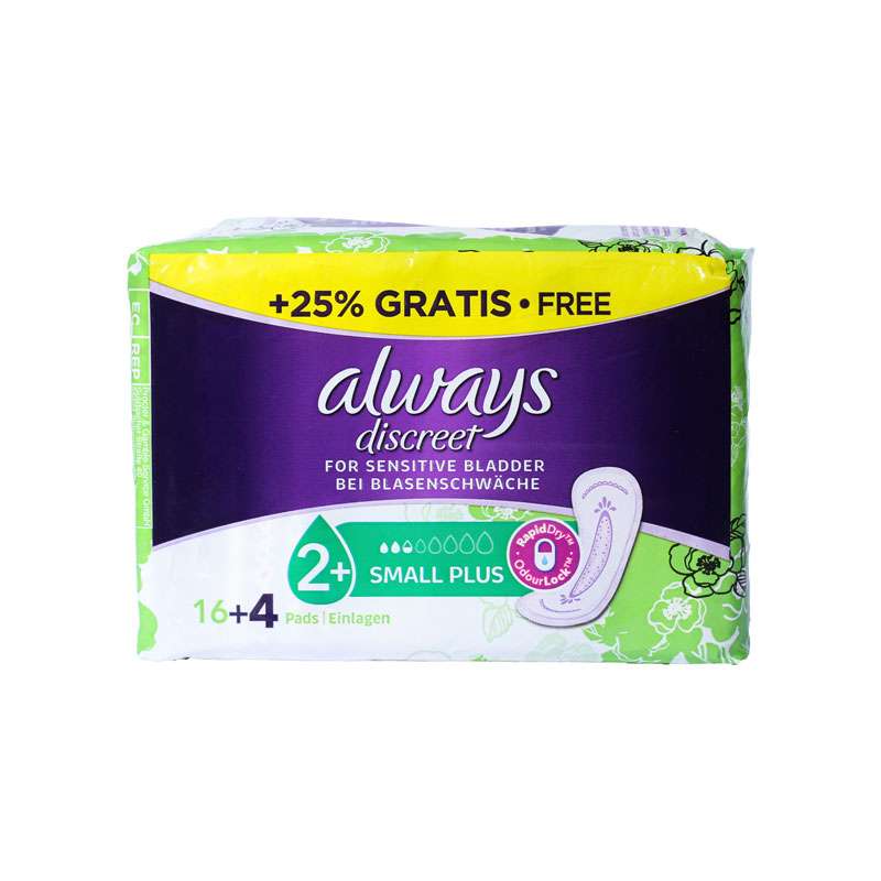 Always Discreet Incontinence Pads Small Plus For Sensitive Bladder x 16 ...