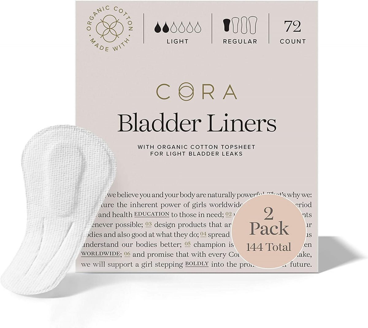 Amazon.com: New Cora Ultra Thin Organic Cotton Light Bladder Leakage ...