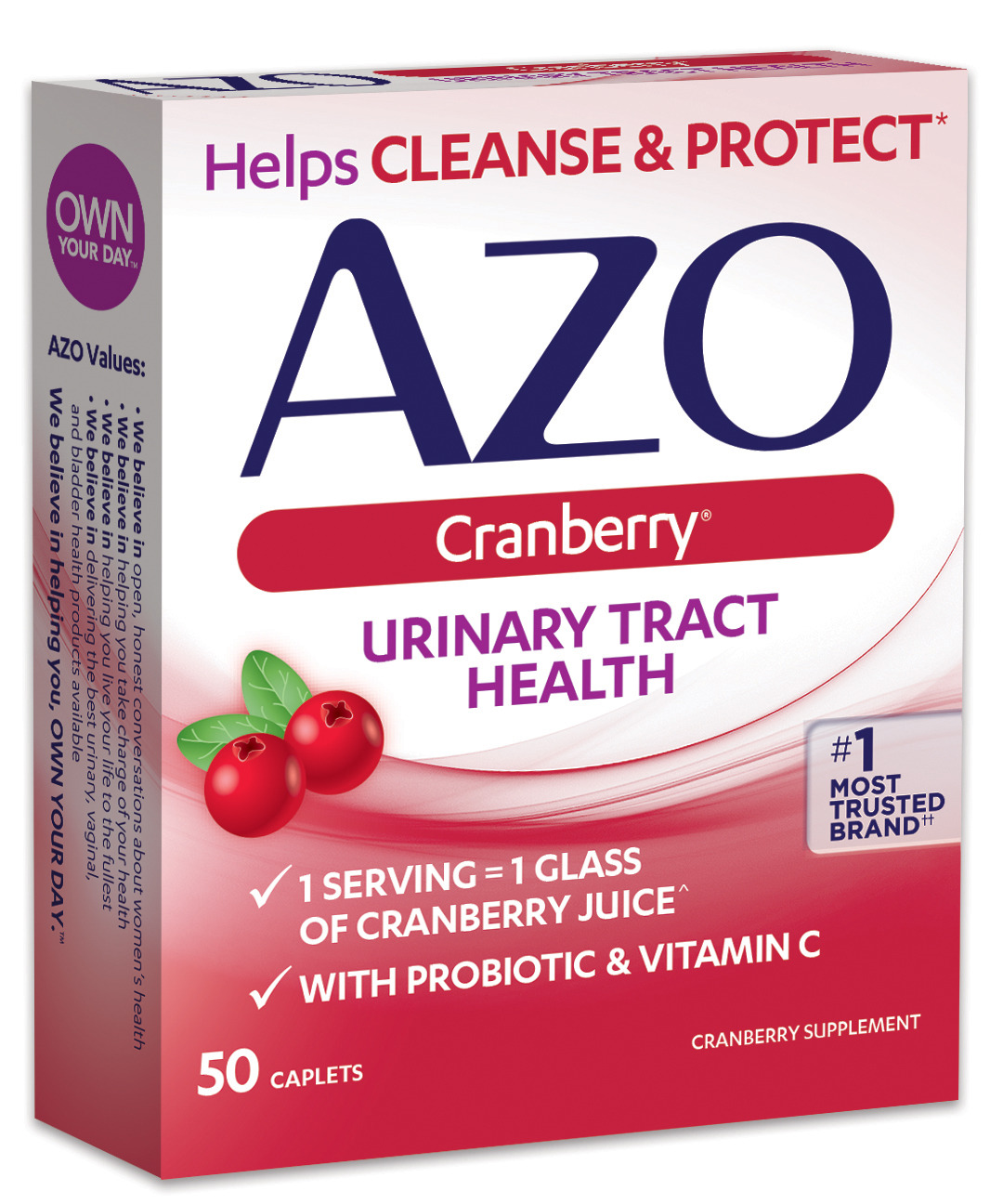 Azo Cranberry Urinary Tract Health Formula Caplets 50 Count