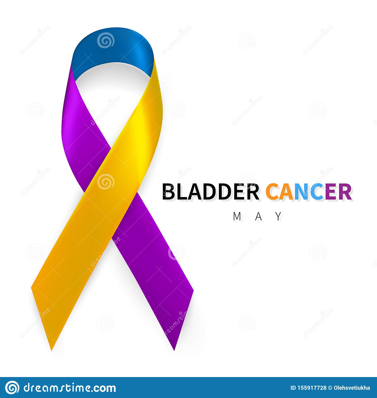 Bladder Cancer Awareness Month. Realistic Marigold Blue Purple Ribbon ...