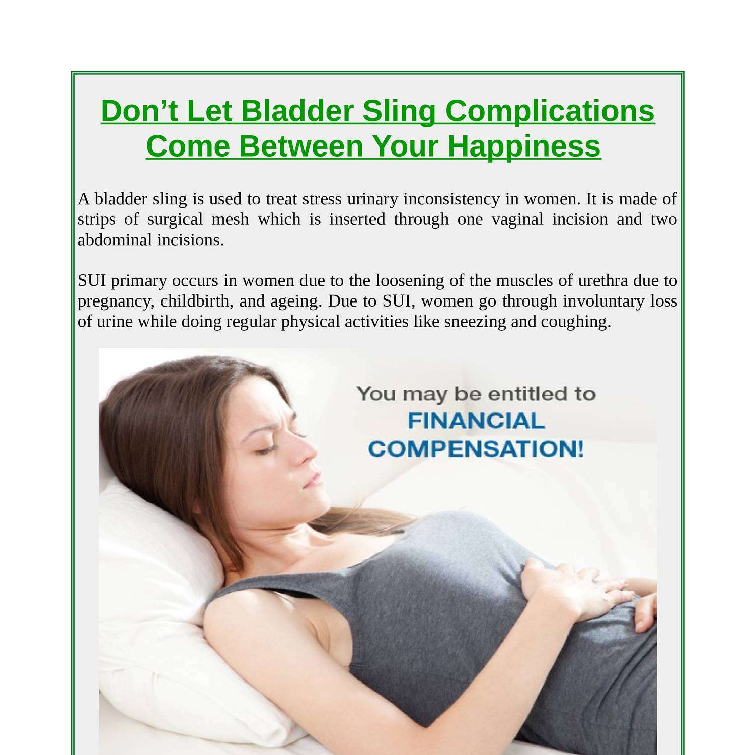 Dont Let Bladder Sling Complications Come Between Your ...