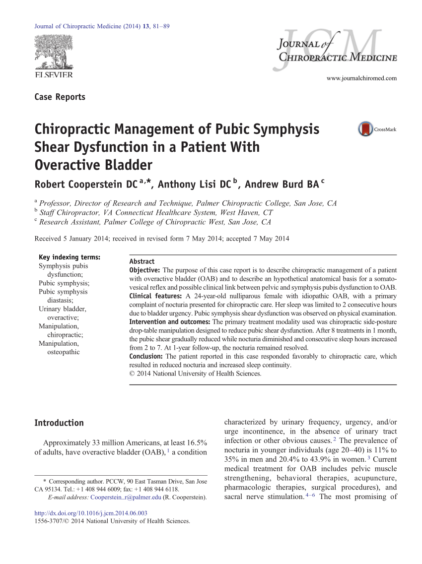 (PDF) Overactive bladder in association with symphysis pubis ...