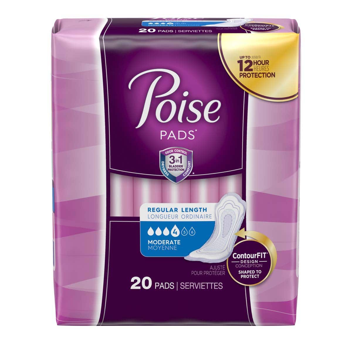 Poise Bladder Control Pad 10.9 Inch Length Moderate Absorbency ...
