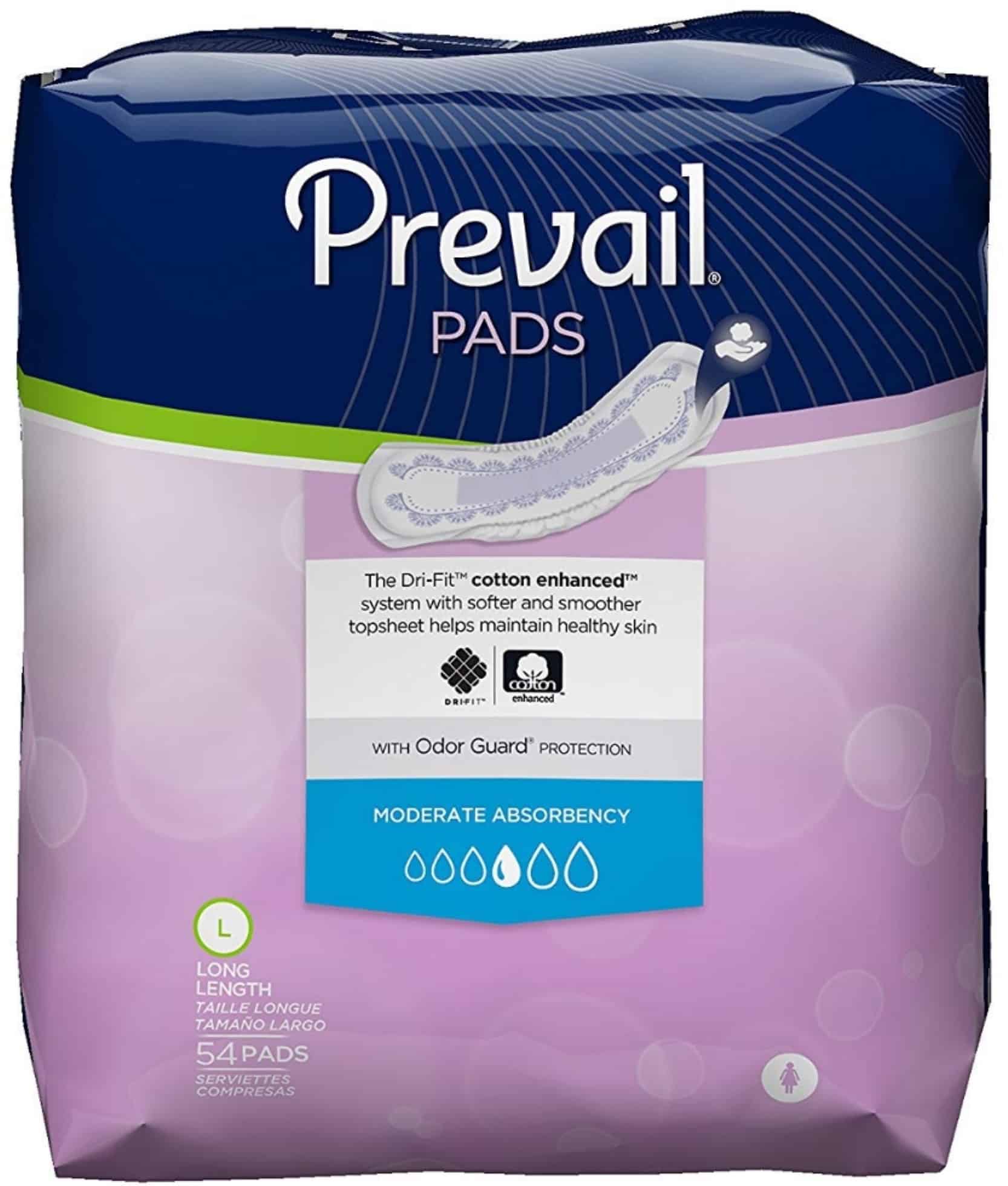 Prevail Moderate Absorbency Incontinence Bladder Control Pads, Long ...