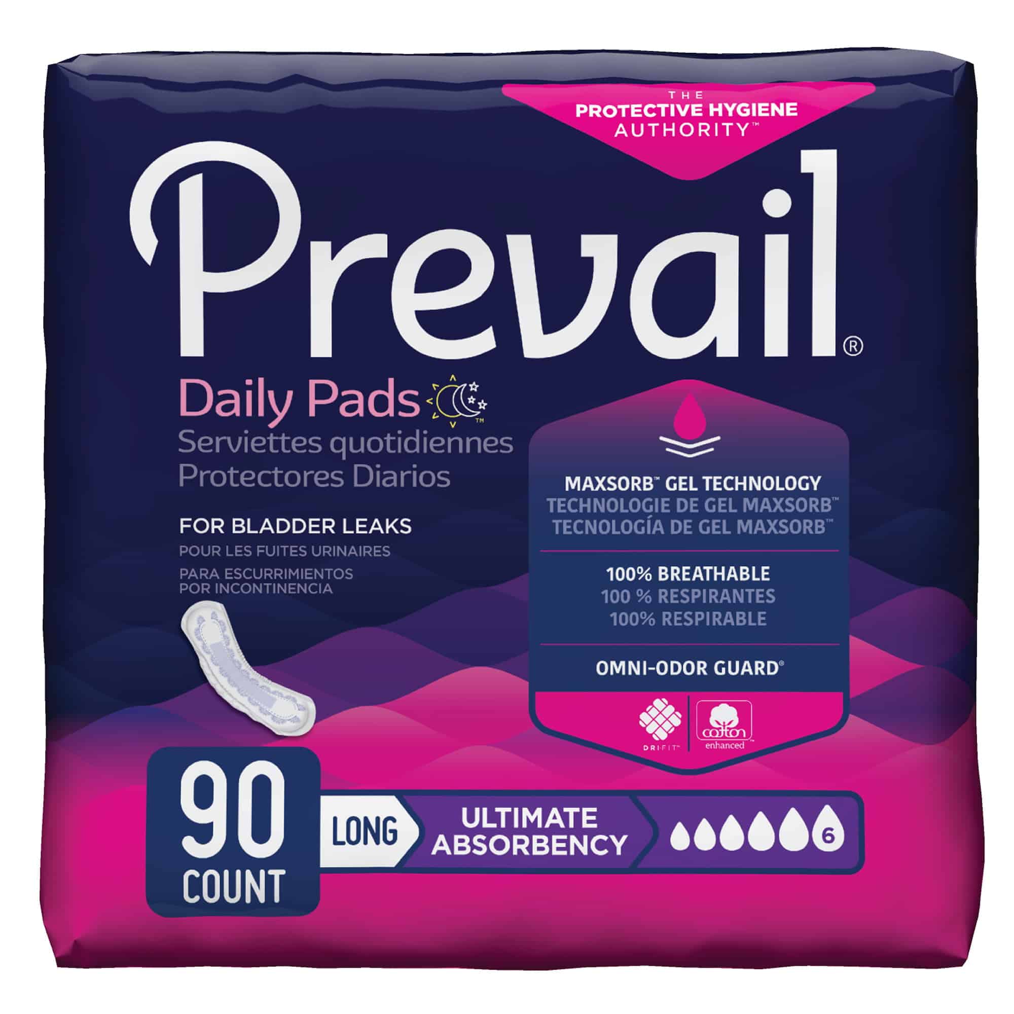 Prevail Ultimate Absorbency Long Bladder Control Pads, 90 Count ...