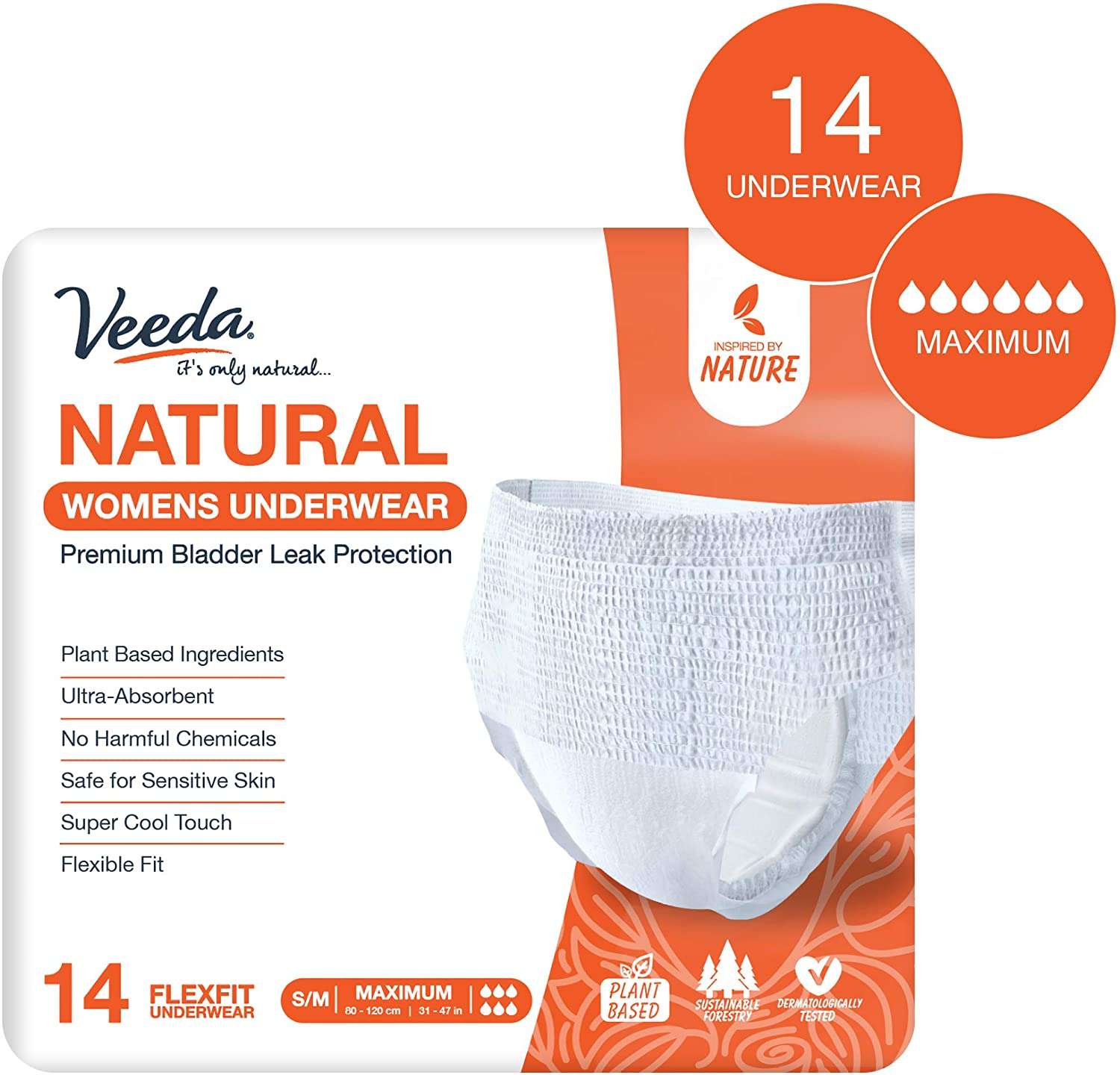Veeda Natural Premium Incontinence Underwear for Women ...