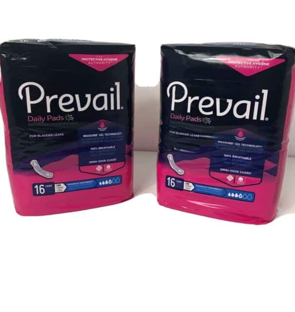 Womens Bladder Control Leakage Daily Pads PREVAIL 16 Ct Lot Of 2